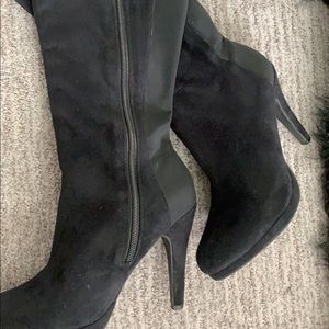 Black healed suede boots